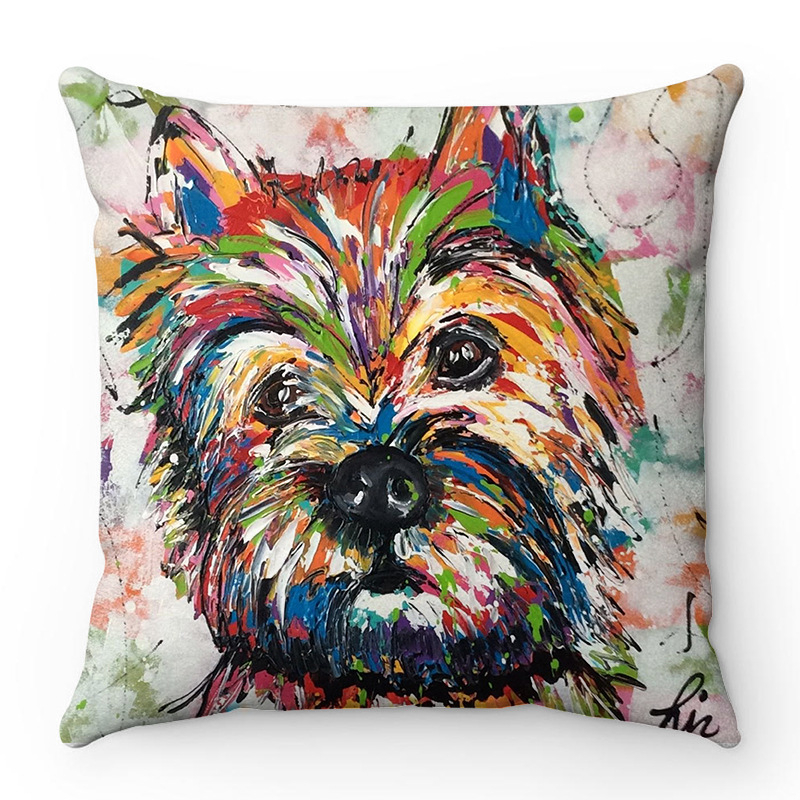 Πολύχρωμο σκυλί εξαιρετικά μαλακό κοντό βελούδινο σκανδιναβικό απλό μαξιλάρι καναπέ σπιτιού διακοσμητική μαξιλαροθήκη