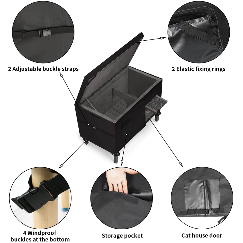 Kačių namelio uždangalas, skirtas žiemai, laukinių kačių namelio uždangalas, atsparus oro sąlygoms, 210° sidabruotas, Oksfordo audinio uždangalas nuo saulės, tarpvalstybinis, karštas išpardavimas