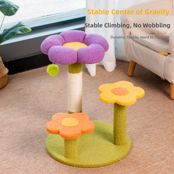 Virágos macskafészek, macskamászó állvány, macskafa, integrált, négy évszakos, univerzális, kisméretű, oszlop alakú, szizálból készült macskakaparóoszlop, macskaállvány