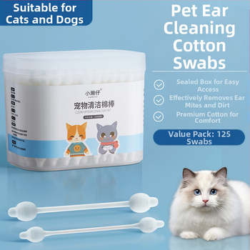 „Xiao Hanzai“ augintinių vatos tamponėlis šunų ausims valyti, katėms ir šunims, dvejopo naudojimo kombinuotas vatos tamponėlis augintinių ausų plovimui vandeniu, ausų valymui