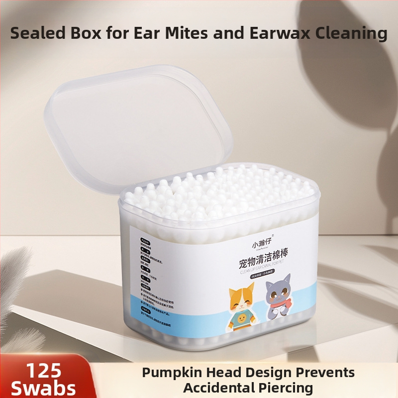 Xiao Hanzai mājdzīvnieku vates tampons suņu ausu tīrīšanai, kaķu un suņu divējāda lietojuma kombinētais vates tampons mājdzīvnieku ausu skalošanas ūdenim, ausu izrakšanai