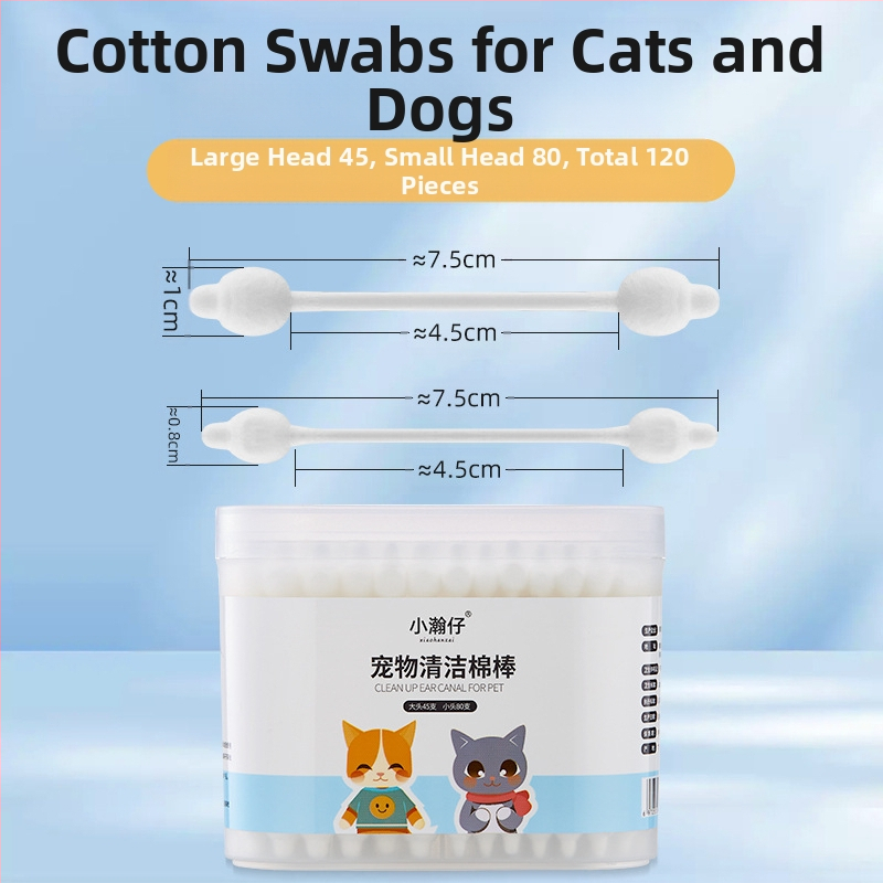„Xiao Hanzai“ augintinių vatos tamponėlis šunų ausims valyti, katėms ir šunims, dvejopo naudojimo kombinuotas vatos tamponėlis augintinių ausų plovimui vandeniu, ausų valymui