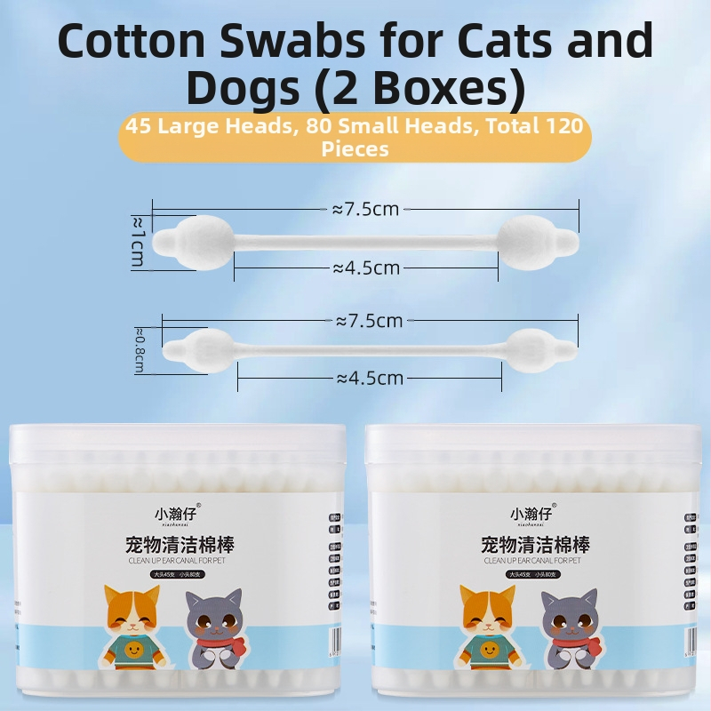 „Xiao Hanzai“ augintinių vatos tamponėlis šunų ausims valyti, katėms ir šunims, dvejopo naudojimo kombinuotas vatos tamponėlis augintinių ausų plovimui vandeniu, ausų valymui