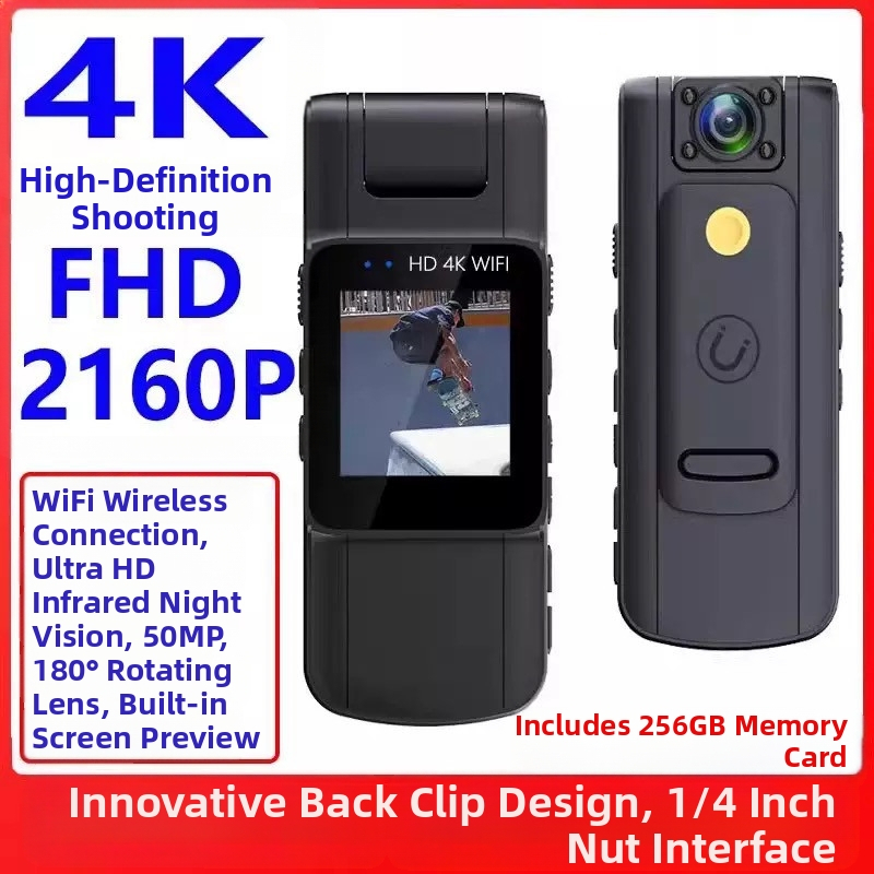 Piiriülene 4K Ultra HD ekraaniga WIFI-kaamera salvestiga, rinnal videopeaga ratsutamisspordi DV