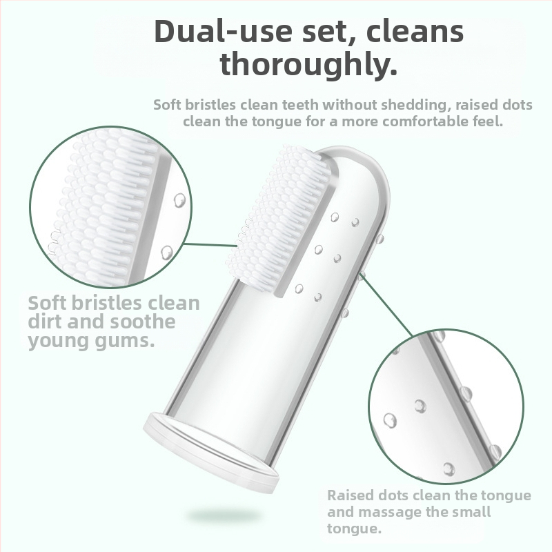 Силиконова четка за зъби за пръсти с аромат на пор, против лош дъх, 8 броя, мека, невредима паста за зъби за венците, почиства и избелва