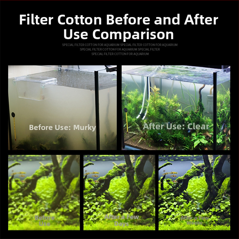 Филтър за аквариум, памук с висока плътност, черен, удебелен, биохимичен памук, пречистване на вода от ратан, памук, филтърен материал за аквариум за костенурки, филтърна гъба