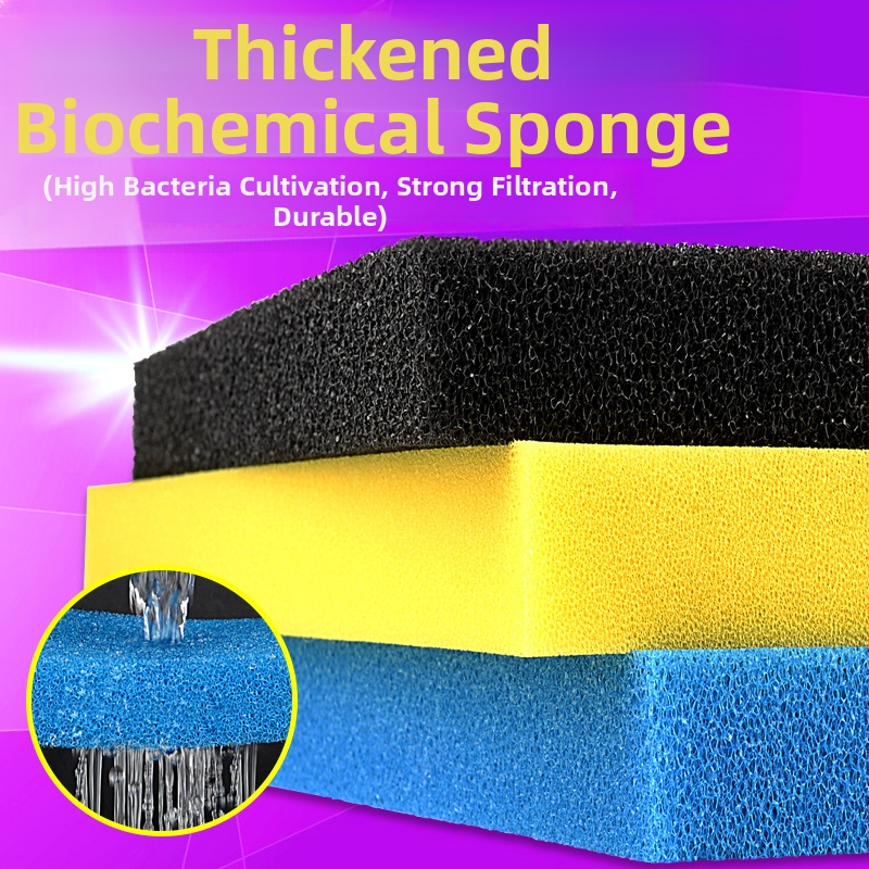 Филтър за аквариум, памук с висока плътност, черен, удебелен, биохимичен памук, пречистване на вода от ратан, памук, филтърен материал за аквариум за костенурки, филтърна гъба