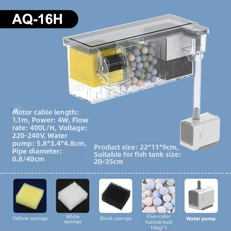 Akvariumo filtras, mažas išorinis krioklys, prie sienos tvirtinamas vėžlių filtras, mažas trijų viename filtras, tylus vandens siurblys, vandens valymo cirkuliacinis siurblys