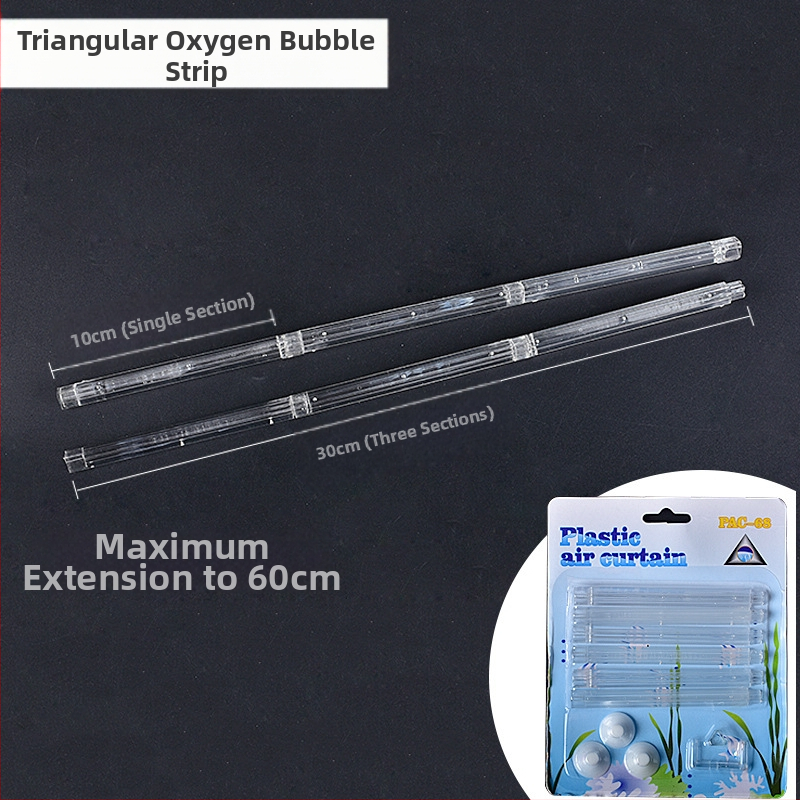 Akvariumo burbulas su deguonies gazuotu oro baru, burbulinės žarnos išleidimo anga, vandens siurblio priedai