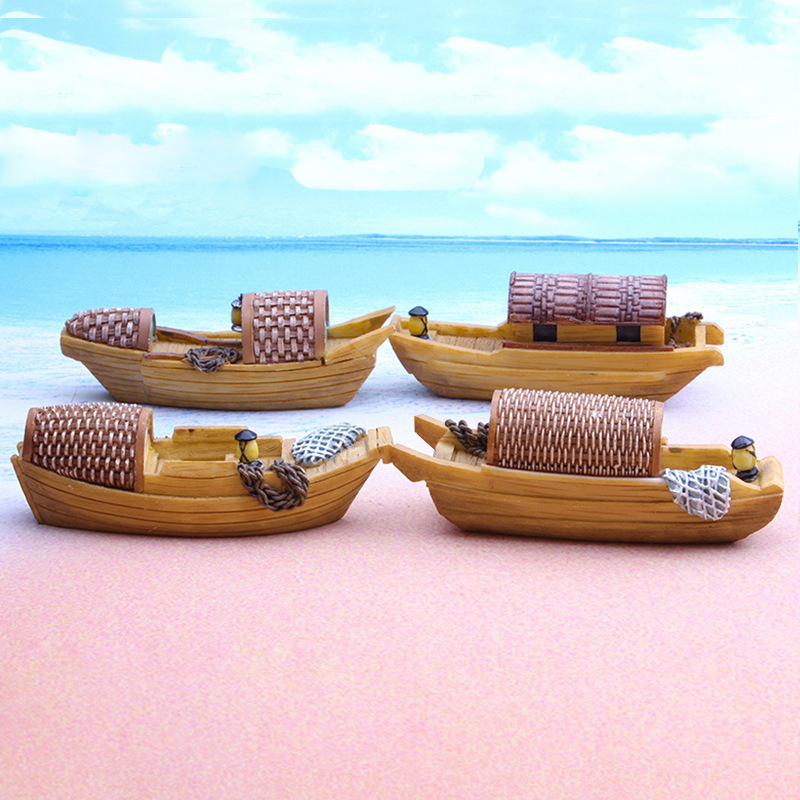 Микро пейзаж, мини лодка Jiangnan, рибарска лодка, занаятчийска лодка, океански аквариум, акваскейп, смола, „направи си сам“ декоративни орнаменти