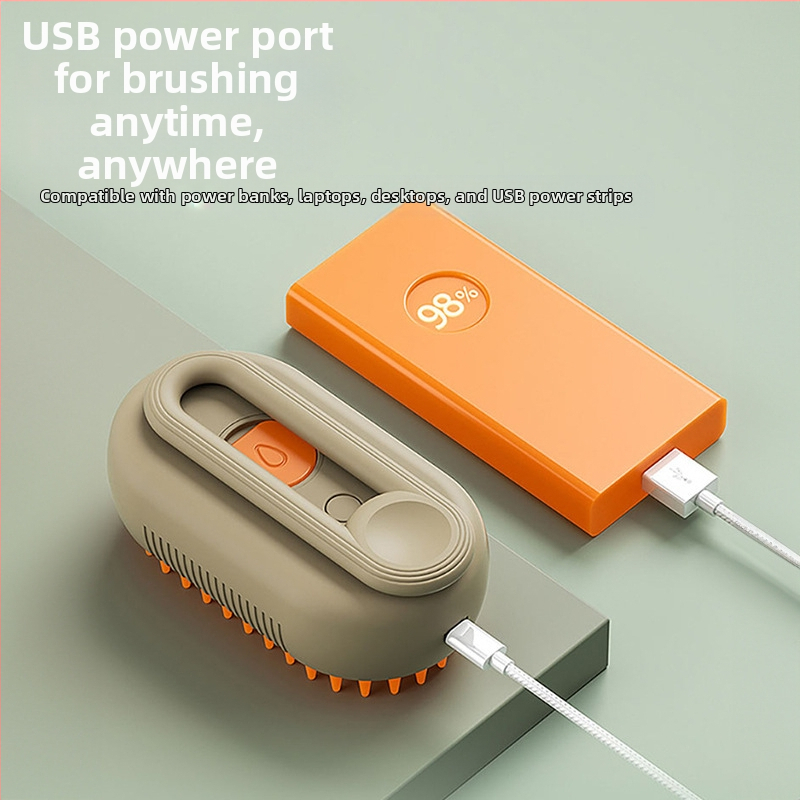 Трансграничен нов гребен за домашни любимци, електрически спрей гребен за масаж на котки и кучета, спрей с едно щракване, масажна вана против летяща коса на едро