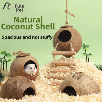 Cuib de hamster, adăpost cu coajă de nucă de cocos, produse de răcire pentru peisaj de vară, cuib de dormit pentru urs auriu, casă cu flori, ramură de șoarece, cuib de jucărie