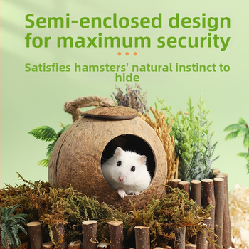 Cuib de hamster, adăpost cu coajă de nucă de cocos, produse de răcire pentru peisaj de vară, cuib de dormit pentru urs auriu, casă cu flori, ramură de șoarece, cuib de jucărie