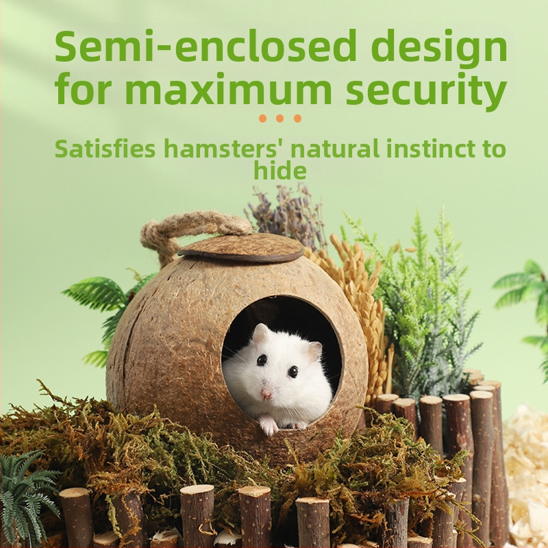 Гнездо за хамстер, подслон от кокосови черупки, лятно охлаждане, ландшафтни продукти, къщичка за спане на златна мечка, цвете, клон, гнездо за мишка, играчка