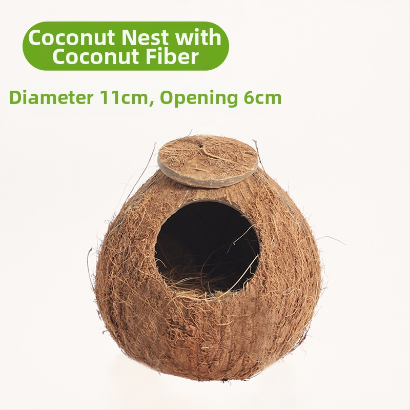 Cuib de hamster, adăpost cu coajă de nucă de cocos, produse de răcire pentru peisaj de vară, cuib de dormit pentru urs auriu, casă cu flori, ramură de șoarece, cuib de jucărie
