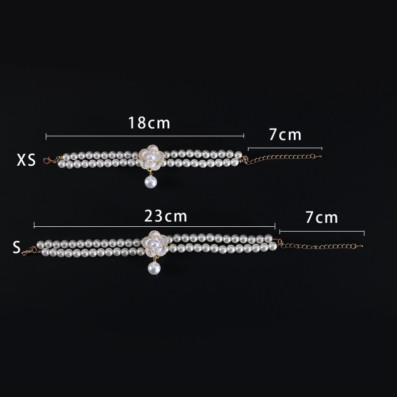 Κολιέ με μαργαριτάρια για κατοικίδια Malzis Devon Cat Noble με διπλή στρώση και μαργαριτάρια, αξεσουάρ