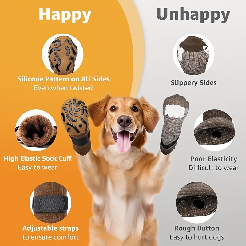 Geometrinės geltonos kojinės augintiniams, vandeniui atsparios, neslystančios šunų kojinės, skirtos mažiems ir vidutiniams šunims, skirtos lauko sąlygoms, kalėdinės šunų kojinės, kojinių uždangalai