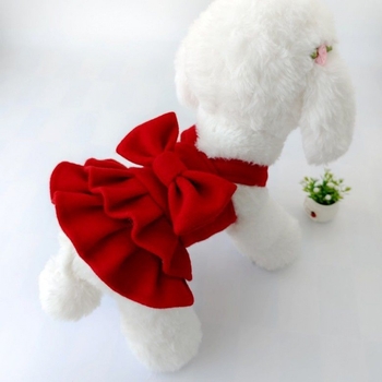 Домашно плюшено мече за кучета, дрехи за кучета, есенни и зимни, принцесна пола, рокля, сватбена рокля с котка, червена рокля