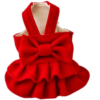 Домашно плюшено мече за кучета, дрехи за кучета, есенни и зимни, принцесна пола, рокля, сватбена рокля с котка, червена рокля