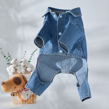 Моден дънков гащеризон за кучета - четири сезона, подходящ за малки до средни кучета