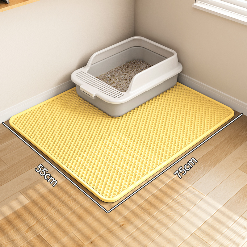 Изключително голяма подложка за котешка тоалетна, против изкарване, подложка против пръски, кутия за котешка тоалетна, двуслоен филтър, против пръски, подложка за контрол на пясъка, подложка за падане на пясък, военна