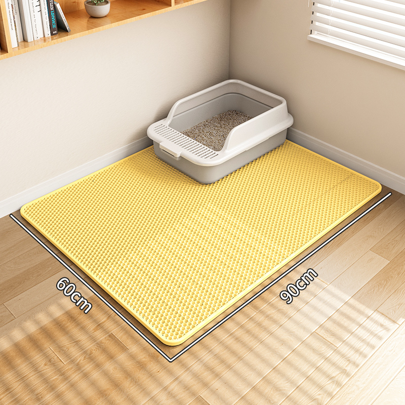 Изключително голяма подложка за котешка тоалетна, против изкарване, подложка против пръски, кутия за котешка тоалетна, двуслоен филтър, против пръски, подложка за контрол на пясъка, подложка за падане на пясък, военна