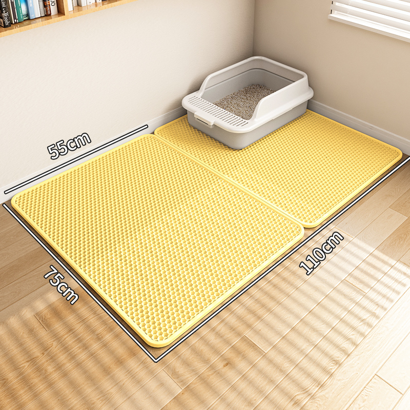 Изключително голяма подложка за котешка тоалетна, против изкарване, подложка против пръски, кутия за котешка тоалетна, двуслоен филтър, против пръски, подложка за контрол на пясъка, подложка за падане на пясък, военна
