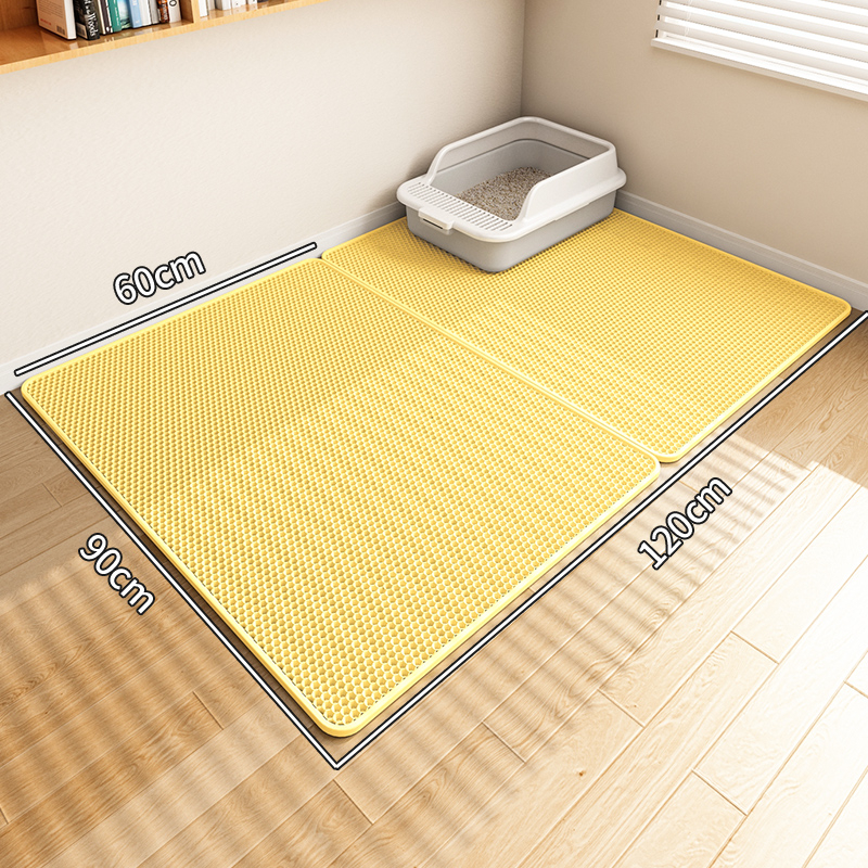 Изключително голяма подложка за котешка тоалетна, против изкарване, подложка против пръски, кутия за котешка тоалетна, двуслоен филтър, против пръски, подложка за контрол на пясъка, подложка за падане на пясък, военна