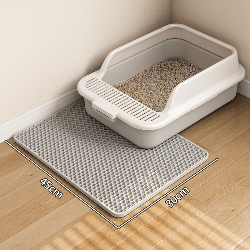 Изключително голяма подложка за котешка тоалетна, против изкарване, подложка против пръски, кутия за котешка тоалетна, двуслоен филтър, против пръски, подложка за контрол на пясъка, подложка за падане на пясък, военна
