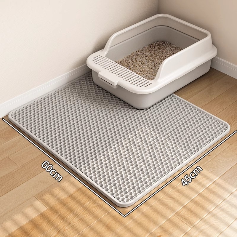 Изключително голяма подложка за котешка тоалетна, против изкарване, подложка против пръски, кутия за котешка тоалетна, двуслоен филтър, против пръски, подложка за контрол на пясъка, подложка за падане на пясък, военна
