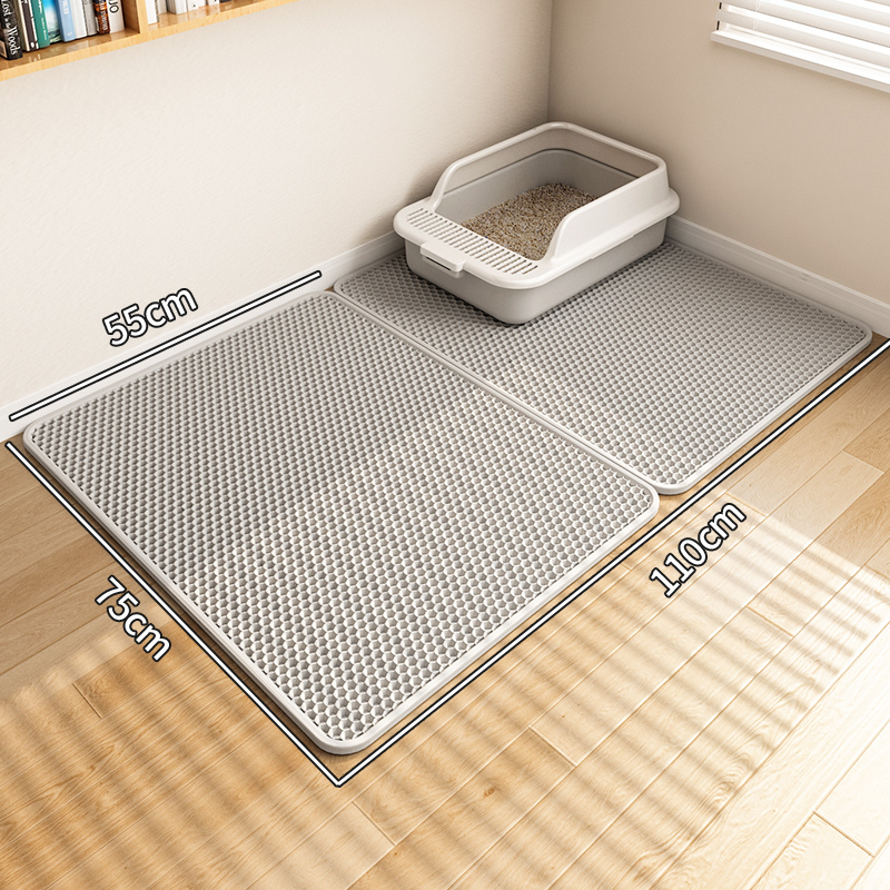 Изключително голяма подложка за котешка тоалетна, против изкарване, подложка против пръски, кутия за котешка тоалетна, двуслоен филтър, против пръски, подложка за контрол на пясъка, подложка за падане на пясък, военна