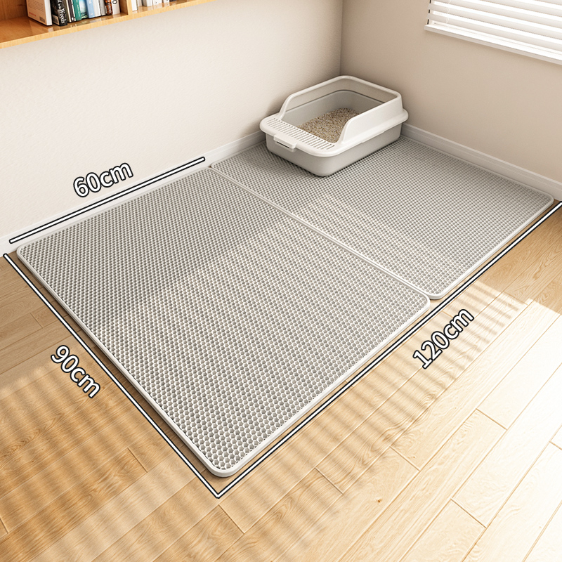 Изключително голяма подложка за котешка тоалетна, против изкарване, подложка против пръски, кутия за котешка тоалетна, двуслоен филтър, против пръски, подложка за контрол на пясъка, подложка за падане на пясък, военна