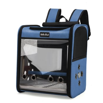 Taška na papagáje, batoh pre domáce zvieratá, vtáky, malé domáce zvieratá, vonkajšia prenosná taška pre mačky, panoramatická priehľadná tyčinka s dvojitým pohárom na jedlo, vtáčia taška