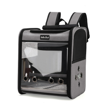 Τσάντα για παπαγάλους, σακίδιο πλάτης για κατοικίδια, μικρή φορητή τσάντα για γάτες εξωτερικού χώρου, πανοραμική διαφανής βάση στήριξης με διπλή τροφή, τσάντα για πουλιά, κύπελλο