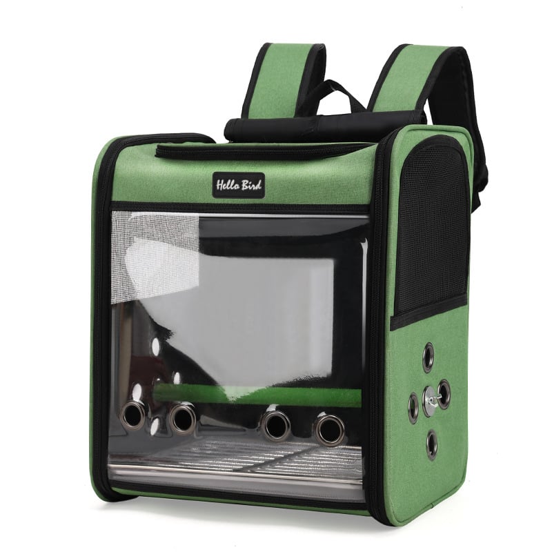 Taška na papagáje, batoh pre domáce zvieratá, vtáky, malé domáce zvieratá, vonkajšia prenosná taška pre mačky, panoramatická priehľadná tyčinka s dvojitým pohárom na jedlo, vtáčia taška