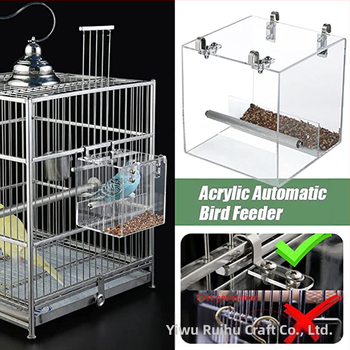 Naujas paukščių lesyklėlės akrilinis papūgų automatinis lesyklėlės paukščių lesyklėlės maistas dėžutėje nuo išsibarstymo gamyklos tiesioginė vieta