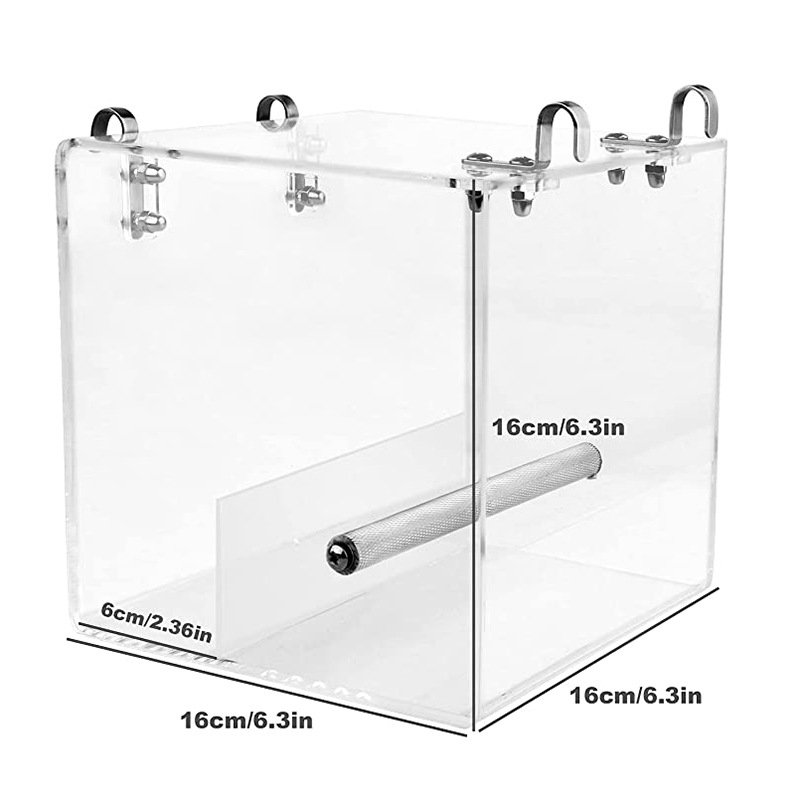 Naujas paukščių lesyklėlės akrilinis papūgų automatinis lesyklėlės paukščių lesyklėlės maistas dėžutėje nuo išsibarstymo gamyklos tiesioginė vieta