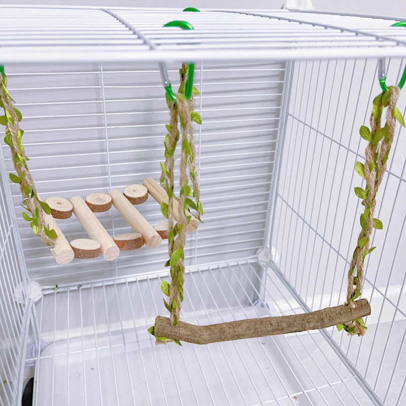 Klietka pre vtáky, terénne úpravy, papagájová hojdačka, hračka na perlové lezenie, interaktívny rebrík, proti uhryznutiu, brúsny pazúr, krúžky na uhryznutie z masívneho dreva
