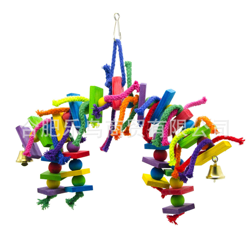 Igračka papiga, igračka za ptice, igračka duga, mekani most u boji, drveni blok, pamučno uže, ugriz, igračka za penjanje, viseća igračka, prekogranična