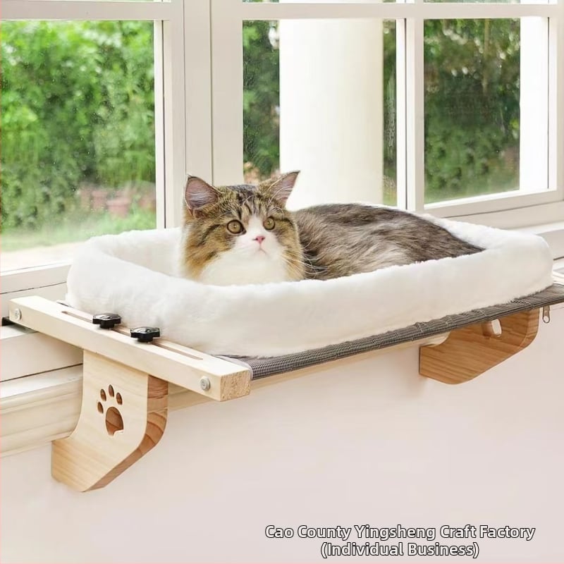 Drveni okvir za penjanje za mačke, mačje drvo, integrirano mačje gnijezdo, balkon, kućni ljubimac, mačka, sunčanje, četiri godišnja doba, viseći krevet za mačke uz krevet