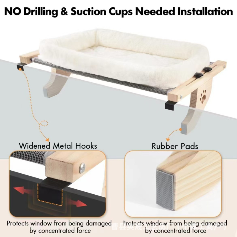 Drveni okvir za penjanje za mačke, mačje drvo, integrirano mačje gnijezdo, balkon, kućni ljubimac, mačka, sunčanje, četiri godišnja doba, viseći krevet za mačke uz krevet