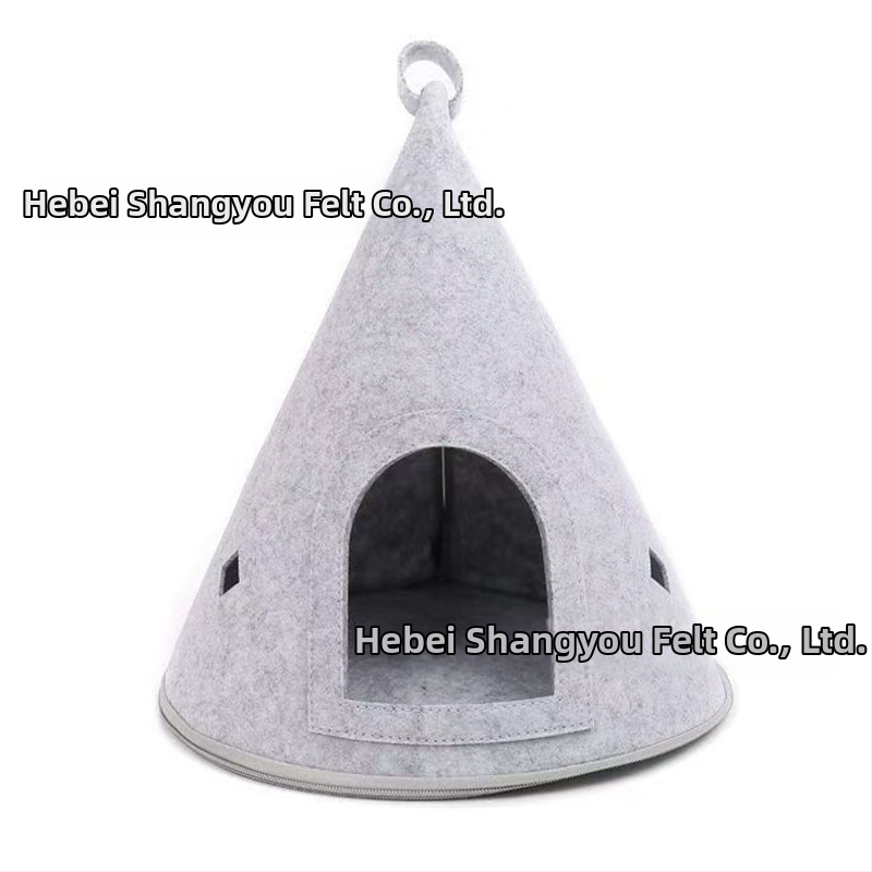 Котешка къщичка Four Seasons Универсална подвижна полузатворена палатка за котешка къщичка от филц, гнездо за домашни любимци