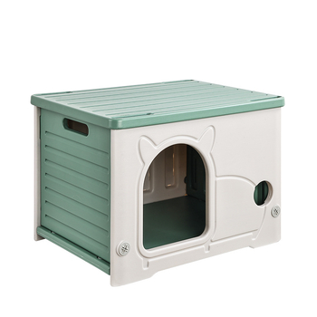 Φωλιά γάτας για όλες τις εποχές, αδιάβροχη και ανθεκτική στον ήλιο, μικρή ημικλειστή βίλα γάτας, πλαστικό σπιτάκι κουταβιού για αδέσποτες γάτες εξωτερικού χώρου