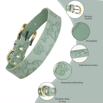 Ogrlica za pse od pamuka, kožna reljefna ogrlica za kućne ljubimce srednje i velike veličine, retro stil, Amazon Hot