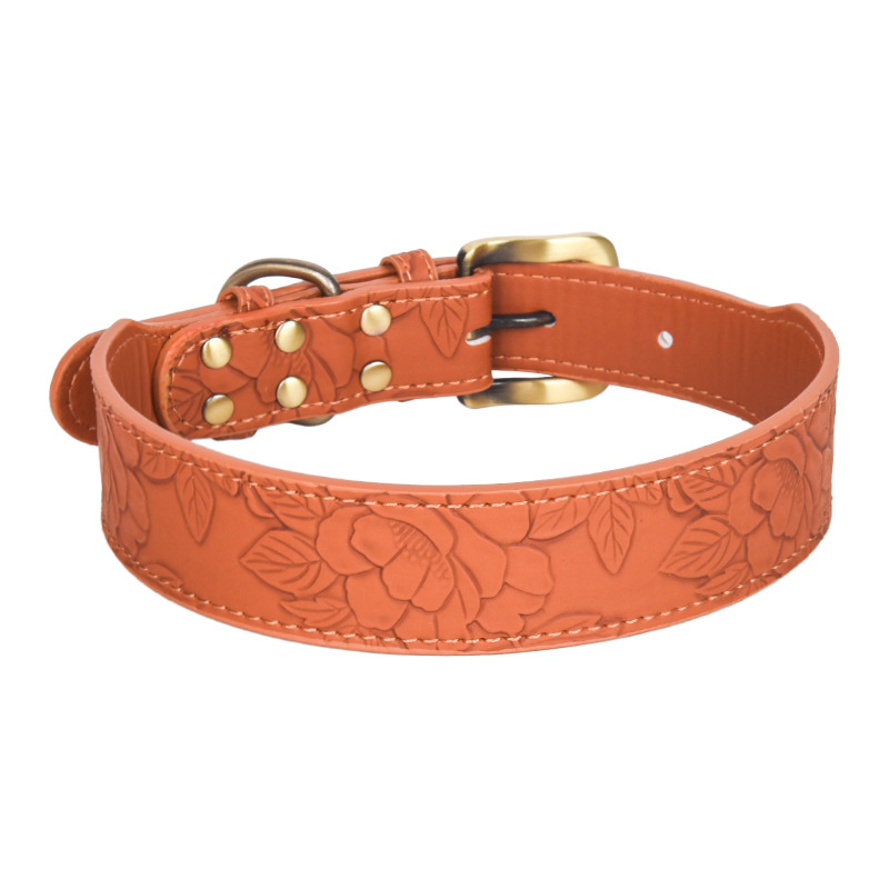 Ogrlica za pse od pamuka, kožna reljefna ogrlica za kućne ljubimce srednje i velike veličine, retro stil, Amazon Hot