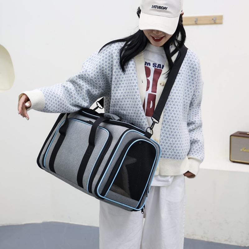Proširiva torba za kućne ljubimce, prijenosna torba za mačke, kavez za pse, kutija za mačke, prijenosna dijagonalna velika mrežasta torba za kućne ljubimce