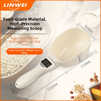 Didelis šaukštas, matavimo šaukštas, elektroninės svarstyklės, matavimo šaukštas, kačių ėdalo, šunų ėdalo, naminių gyvūnėlių šėrimo šaukštas, virtuvės kepimo svėrimo šaukštas