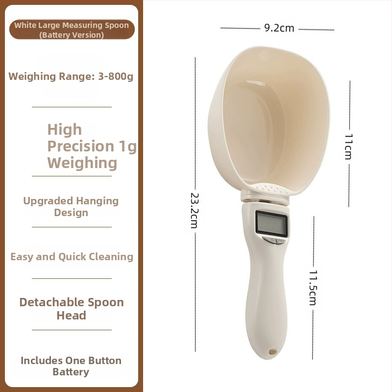 Didelis šaukštas, matavimo šaukštas, elektroninės svarstyklės, matavimo šaukštas, kačių ėdalo, šunų ėdalo, naminių gyvūnėlių šėrimo šaukštas, virtuvės kepimo svėrimo šaukštas