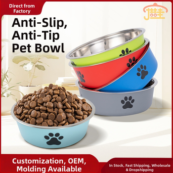 Купа за храна за домашни любимци от неръждаема стомана, двойна пластмасова купа за кучета, купа за котки, хранене с храна, питейна вода, леген за хранене на едро