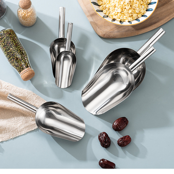 Φτυάρι πάγου από παχύ ανοξείδωτο χάλυβα, πολυλειτουργικό φτυάρι πάγου, φτυάρι πάγου 304, φτυάρι κύβων πάγου, φτυάρι σνακ, φτυάρι ξηρών προϊόντων, οικιακή κουζίνα, εμπορική